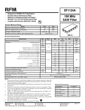 SF1124A-000 Datasheet PDF RF Monolithics, Inc