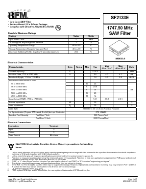 SF2133E Datasheet PDF RF Monolithics, Inc