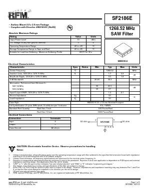SF2186E Datasheet PDF RF Monolithics, Inc