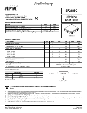 SF2188C Datasheet PDF RF Monolithics, Inc