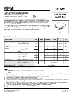 RF1391C Datasheet PDF RF Monolithics, Inc