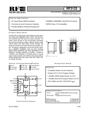 RF3133 Datasheet PDF RF Monolithics, Inc