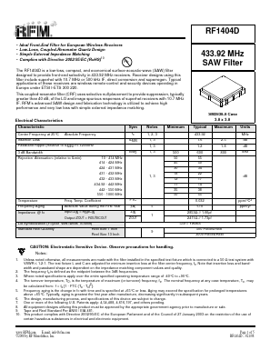 RF1404D Datasheet PDF RF Monolithics, Inc