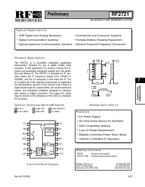 RF2721 Datasheet PDF RF Micro Devices
