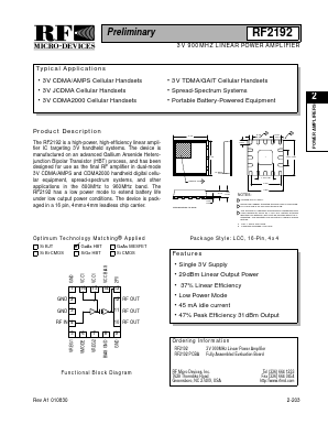 RF2192 Datasheet PDF RF Micro Devices