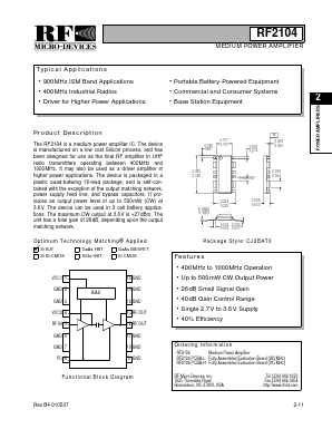 RF2104 Datasheet PDF RF Micro Devices