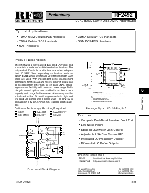 RF2492 Datasheet PDF RF Micro Devices