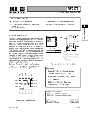 RF2173PCBA Datasheet PDF RF Micro Devices