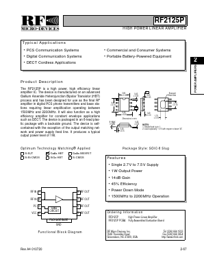 RF2125PPCBA Datasheet PDF RF Micro Devices
