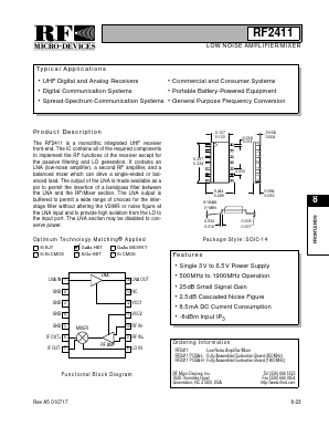 RF2411PCBA-H Datasheet PDF RF Micro Devices