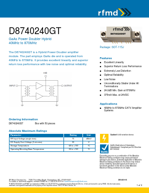 D8740240GT Datasheet PDF RF Micro Devices