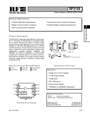RF2126PCBA Datasheet PDF RF Micro Devices
