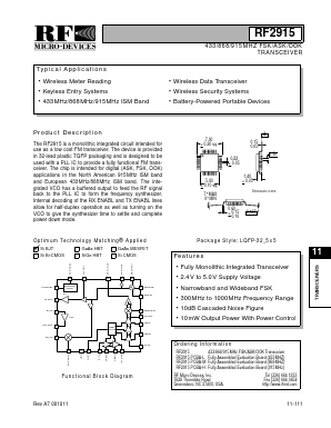 RF2915PCBA-M Datasheet PDF RF Micro Devices