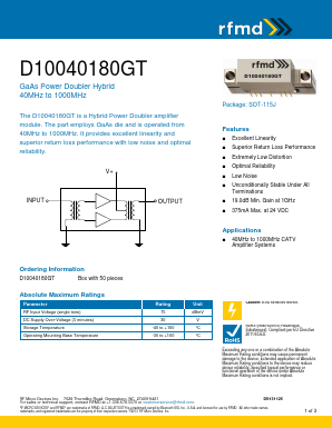 D10040180GT Datasheet PDF RF Micro Devices