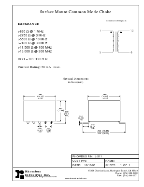 L-311 Datasheet PDF Rhombus Industries Inc.