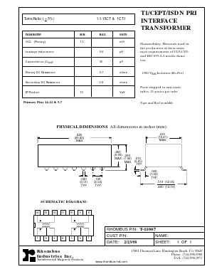 T-11067 Datasheet PDF Rhombus Industries Inc.