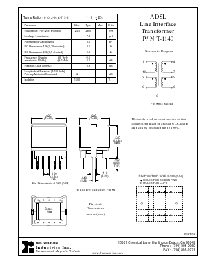 T-1140 Datasheet PDF Rhombus Industries Inc.