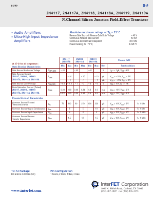 2N4117 Datasheet PDF RHOPOINT COMPONENTS
