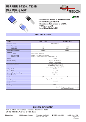 UNS4-T220 Datasheet PDF Riedon Powertron