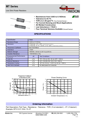 MT-6 Datasheet PDF Riedon Powertron