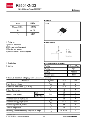 R6504KND3 Datasheet PDF ROHM Semiconductor