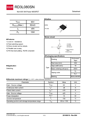 RD3L080SN Datasheet PDF ROHM Semiconductor