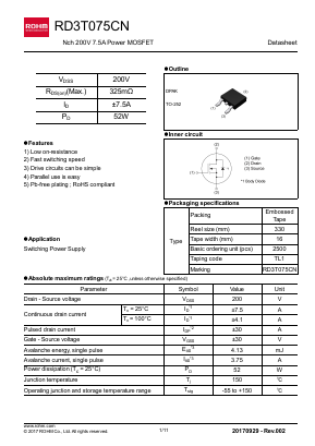 RD3T075CN Datasheet PDF ROHM Semiconductor