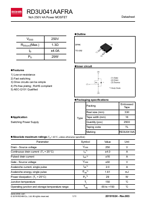 RD3U041AAFRA Datasheet PDF ROHM Semiconductor