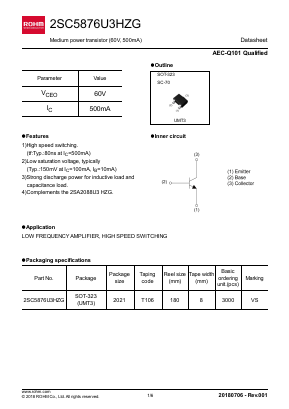 2SC5876U3HZG Datasheet PDF ROHM Semiconductor