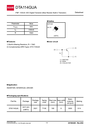 DTA114GUA Datasheet PDF ROHM Semiconductor