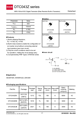 DTC043Z Datasheet PDF ROHM Semiconductor