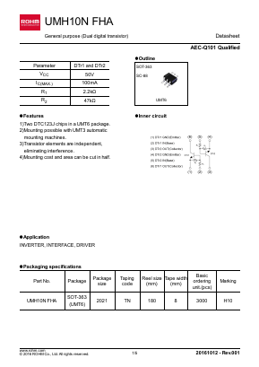UMH10NFHA Datasheet PDF ROHM Semiconductor