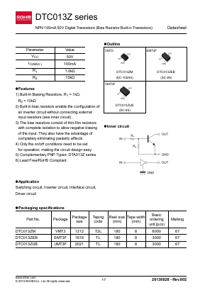 DTC013Z Datasheet PDF ROHM Semiconductor