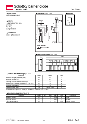 RB085T-40NZ Datasheet PDF ROHM Semiconductor