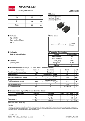 RB510VM-40 Datasheet PDF ROHM Semiconductor