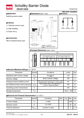 RB238T100HZ Datasheet PDF ROHM Semiconductor