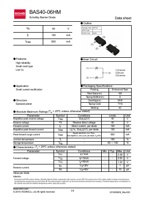 BAS40-06HM Datasheet PDF ROHM Semiconductor