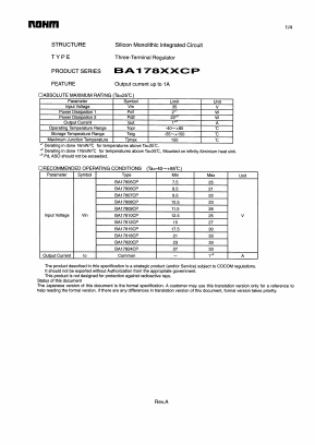 BA178XXCP Datasheet PDF ROHM Semiconductor