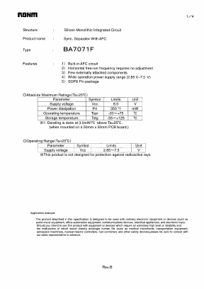 BA7071F Datasheet PDF ROHM Semiconductor