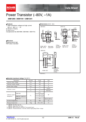 B1260 Datasheet PDF ROHM Semiconductor