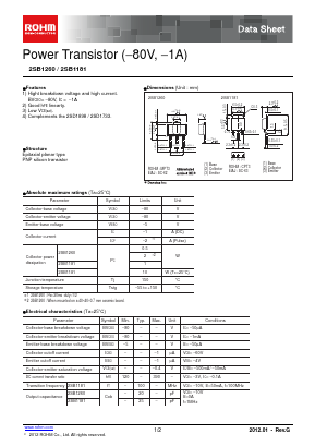 2SB1260 Datasheet PDF ROHM Semiconductor