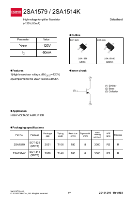 2SA1514K Datasheet PDF ROHM Semiconductor