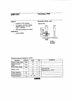 2SB1357 Datasheet PDF ROHM Semiconductor