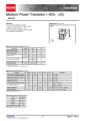 2SB1561T100Q Datasheet PDF ROHM Semiconductor