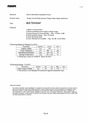 BA7649AF Datasheet PDF ROHM Semiconductor