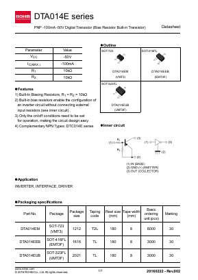 DTA014EMT2L Datasheet PDF ROHM Semiconductor