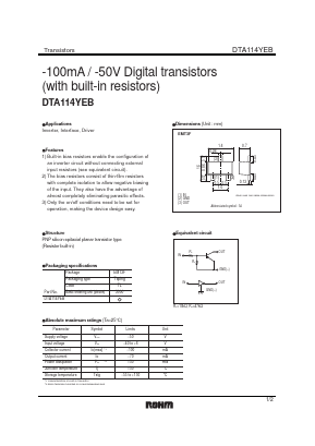 DTA114YEBTL Datasheet PDF ROHM Semiconductor