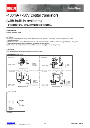 DTA124TKAT146 Datasheet PDF ROHM Semiconductor