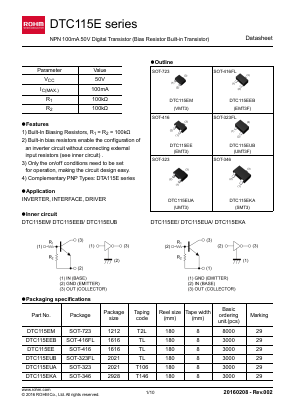 DTC115EETL Datasheet PDF ROHM Semiconductor