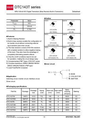 DTC143TM Datasheet PDF ROHM Semiconductor